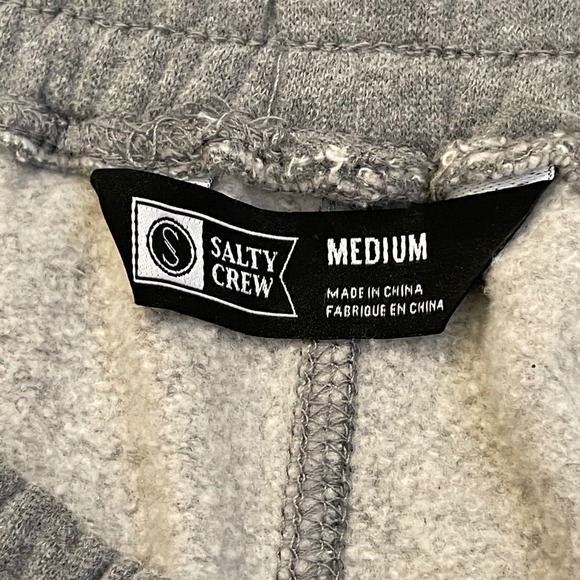 Salty Crew Mens Heather Gray Fleece Sweat Shorts Find Refuge In The Sea Medium - Picture 2 of 10